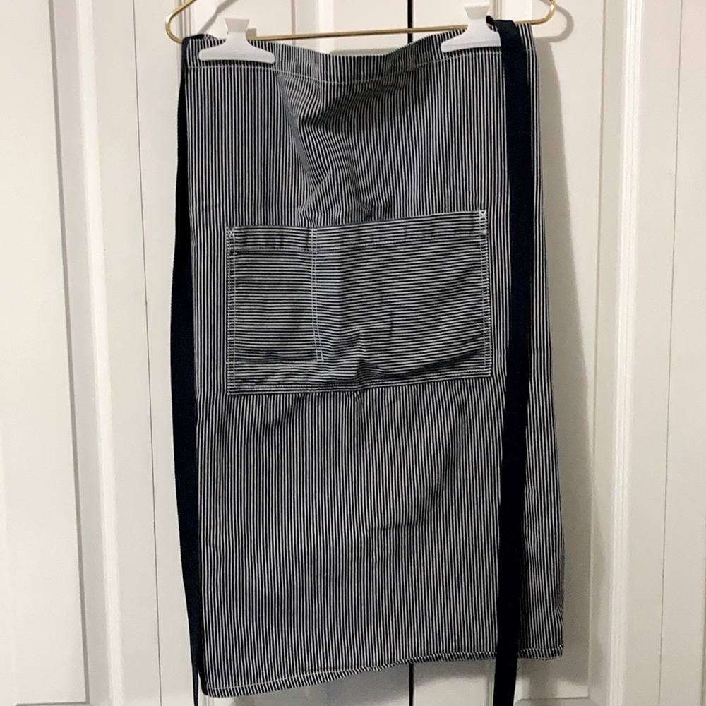 Navy Blue Bistro Apron, Striped, Double Pocket